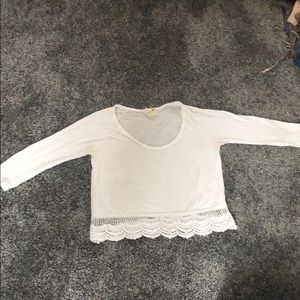 la hearts white crop top